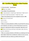 KS—Certified Medication Aide Practice Exam 2024 Questions and Answers (2024 / 2025) (Verified Answers)PDF