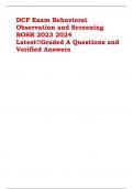 DCF Exam Behavioral  Observation and Screening  BOSR 2023 2024  Latest!!Graded A Questions and  Verified Answers