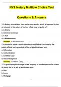 NYS Notary Multiple Choice Test Exam 2024 Update With 100% Correct Answers