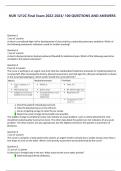 NUR 1212C Final Exam 2022-2023/ 100 QUESTIONS AND ANSWERS Question 1 1 out of 1 points A client is considered high risk for development of clots and thus a potential pulmonary embolism. Which of the following statements indicated a need for further teachi