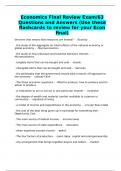 Economics Final Review Exam/63 Questions and Answers (Use these flashcards to review for your Econ final)