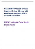 Case NR 507 Week 6 Case  Study: J.T. is a 48-year old  male who presents 100%  correct answered