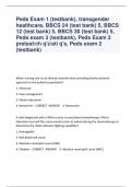 Peds Exam 1 (testbank), transgender  healthcare, BBCS 24 (test bank) 5, BBCS  12 (test bank) 5, BBCS 30 (test bank) 5,  Peds exam 3 (testbank), Peds Exam 3  pretest/ch q'z/ati q's, Peds exam 2  (testbank