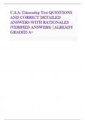 U.S.A. Citizenship Test QUESTIONS  AND CORRECT DETAILED  ANSWERS WITH RATIONALES  (VERIFIED ANSWERS) |ALREADY  GRADED A