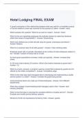 Hotel Lodging FINAL EXAM 2024 Questions with correct Answers 