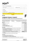 2023 AQA GCSE COMBINED SCIENCE: SYNERGY 8465/2F Foundation Tier Paper 2 Life and Environmental Sciences Question Paper & Mark scheme (Merged) June 2023 [VERIFIED] GCSE 