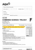 2023 AQA GCSE COMBINED SCIENCE: TRILOGY 8464/P/1F Physics Paper 1F Question Paper & Mark scheme (Merged) June 2023 [VERIFIED