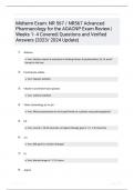 Midterm Exam NR 567  NR567 Advanced Pharmacology for the AGACNP Exam Review  Weeks 1 4 Covered Questions and Verified Answers 2023 2024 Update