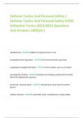 Defense Tactics And Personal Safety / Defense Tactics And Personal Safety HFRG Defensive Tactics 2023/2024 Questions And Answers 100%(A+)