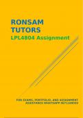 LPL4804 Assignment 1 ANSWERS due March 2024. This document contains well answered and unique answers that will help you score a very good mark, contact 0/6/7/1/1/8/9/0/5/9 for further assistance.