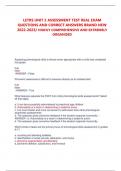 LETRS UNIT 2 ASSESSMENT TEST REAL EXAM  QUESTIONS AND CORRECT ANSWERS BRAND NEW  2022-2023/ HIGHLY COMPREHENSIVE AND EXTREMELY  ORGANISED Assessing phonological skills is almost never appropriate after a child has completed  first grade. true false -ANSWE