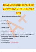 PHARMACLOGY EXAM 2 180 QUESTIONS AND ANSWERS 2024 PHARMACLOGY EXAM 2 180 QUESTIONS AND ANSWERS 2024