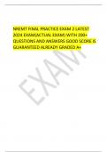  NREMT FINAL PRACTICE EXAM 2 LATEST 2024 EXAM(ACTUAL EXAM) WITH 200+ QUESTIONS AND ANSWERS GOOD SCORE IS GUARANTEED ALREADY GRADED A+