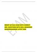 NREMT ACTUAL EXAM WITH CORRECT 200+ QUESTIONS WITH WELL ANSWERED ANSWERSIAGRADE LATEST 2024 