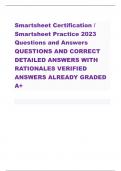 Smartsheet Certification /  Smartsheet Practice 2023  Questions and Answers QUESTIONS AND CORRECT  DETAILED ANSWERS WITH  RATIONALES VERIFIED  ANSWERS ALREADY GRADED  A+