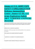 Ammo 63 U.S. ARMY EXPL SAFETY FAMILIARIZATION Defense Ammunition Center_Ammo-63-DL: U.S. Army Explosives Safety 100% VERIFIED ANSWERS  2024/2025