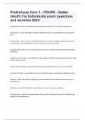 Preliminary Core 1 - PDHPE - Better Health For Individuals exam questions and answers 2024