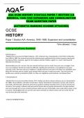 AQA GCSE HISTORY 8154/1A/A PAPER 1 SECTION A/A AMERICA, 1840-1895 EXPANSION AND CONSOLIDATION EXAM QUESTION PAPER (AUTHENTIC MARKING SCHEME ATTACHED) GCSE