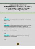 AMERICAN INSTITUTE OF  COOPERATIVES (AIC) KY FFA CDE EXAM |  QUESTIONS & ANSWERS (VERIFIED) |  LATEST UPDATE | GRADED A+