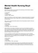 Mental Health Nursing Boyd Exam 1 WITH VERIFIED SOLUTIONS 