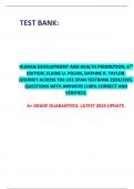 HUMAN DEVELOPMENT AND HEALTH PROMOTION, 6TH EDITION, ELAINE U. POLAN, DAPHNE R. TAYLOR. JOURNEY ACROSS THE LIFE SPAN TESTBANK 2024/2025. QUESTIONS WITH ANSWERS (100% CORRECT AND VERIFIED).A+ GRADE GUARANTEED, LATEST 2024 UPDATE.