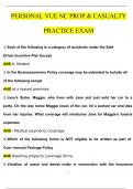 PERSONAL VUE NC PROP & CASUALTY PRACTICE EXAM Questions with 100% Correct Answers | Updated & Verified