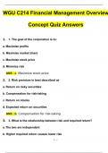 WGU C214 Financial Management Overview Concept Quiz Answers Questions with 100% Correct Answers | Updated & Verified