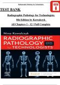 Test Bank For Radiographic Pathology for Technologists, 8th Edition by Kowalczyk, All Chapters 1 - 12, Complete Newest Version