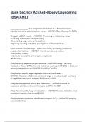 Bank Secrecy Act/Anti-Money Laundering (BSA/AML) _________________ was designed to prevent the U.S. financial services industry from being used to launder money - ANSWER-Bank Secrecy Act (BSA) The goals of BSA include: - ANSWER--Preventing and detecting m