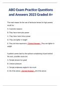 Bundle for ABO Exam Practice Questions and Answers 2023 Graded A+