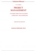 Solutions Manual For Project Management A Systems Approach to Planning, Scheduling, and Controlling 13th Edition By Harold Kerzner (All Chapters, 100% Original Verified, A+ Grade)