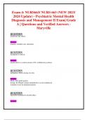 Exam 4: NURS663/ NURS 663 (NEW 2023/ 2024 Update) - Psychiatric Mental Health  Diagnosis and Management II Exam| Grade A | Questions and Verified Answers - Maryville 