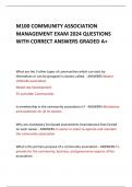 M100 COMMUNITY ASSOCIATION  MANAGEMENT EXAM 2024 QUESTIONS  WITH CORRECT ANSWERS GRADED A+