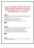 Exam 2: NURS660/ NURS 660 (NEW 2023/ 2024) Psychopharmacology and Advanced Mental Health Exam| Grade A | Questions and Verified Answers - Maryville 