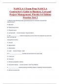 NASCLA 1 Exam Prep NASCLA  Contractor's Guide to Business, Law,and  Project Management, Florida 1st Edition  Practice Test 2 (50 QUESTIONS AND ANSWERS) RATED A.