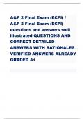 A&P 2 Final Exam (ECPI) / A&P 2 Final Exam (ECPI) questions and answers well illustrated QUESTIONS AND CORRECT DETAILED ANSWERS WITH RATIONALES VERIFIED ANSWERS ALREADY GRADED A+