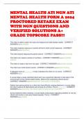 MENTAL HEALTH ATI NGN ATI MENTAL HEALTH FORM A 2024 PROCTORED RETAKE EXAM WITH NGN QUESTIONS AND VERIFIED SOLUTIONS A+ GRADE TOPSCORE PASS!!!