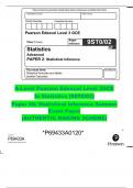  A-Level Pearson Edexcel Level 3GCE  In Statistics (9ST0/02)  2024 Paper 02: Statistical Inference Summer Exam Paper  (AUTHENTIC MAKING SCHEME)