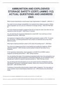 AMMUNITION AND EXPLOSIVES STORAGE SAFETY (CERT) (AMMO 112) ACTUAL QUESTIONS AND ANSWERS 2023