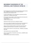 MOVEMENT DISORDERS OF THE CERVICAL AND THORACIC SPINE #2 for the subjective exam, stay sensitive to the cervical spine and upper extremity what? - ANSWER-cervical spine and upper extremity mechanics interdependency when assessing function in previous medi