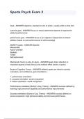 Sports Psych Exam 2 Goal - ANSWER-objective, standard or aim of action, usually within a time limit outcome goal - ANSWER-focus on result; attainment depends of opponent's ability & performance performance goal - ANSWER-focus on an objective independen