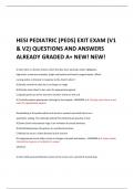 HESI PEDIATRIC (PEDS) EXIT EXAM (V1  & V2) QUESTIONS AND ANSWERS ALREADY GRADED A+ NEW! NEW!