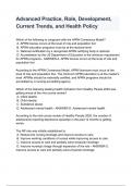 Advanced Practice, Role, Development, Current Trends, and Health Policy Which of the following is congruent with the APRN Consensus Model? A. APRN license occurs at the level of role and population foci B. APRN education programs must be at the doctoral l