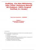 Solutions Manual For Auditing 12th Edition By Alan Millichamp, John Taylor (All Chapters, 100% Original Verified, A+ Grade) 