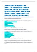 ATI NCLEX-RN MENTAL HEALTH 2024 PROCTORED RETAKE EXAM WITH NGN QUESTIONS AND VERIFIED SOLUTIONS -ALREADY A+ GRADE TOPSCORE PASS!!!