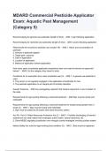 MDARD Commercial Pesticide Applicator Exam: Aquatic Pest Management (Category 5) Questions & Answers 2024 ( A+ GRADED 100% VERIFIED)