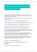 ATI PN Comprehensive Predictor  Review 2023-2024 Questions and  Answers 100% pass! Digoxin toxicity s/s - CORRECT ANSWER-GI effects - anorexia, nausea, vomiting,  abdominal pain; CNS effects - fatigue, weakness, diplopia, blurred vision, yellow- green or 