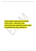  CODA BOARD EXAM (ACTUAL EXAM) LATEST 2023 – 2024 WITH 120+ QUESTIONS AND ANSWERS GOOD SCORE IS GUARANTEED WELL GRADED A+