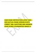 CAISS EXAM CERTIFICATION LATEST 2023 – 2024 (ACTUAL EXAM) VERSION A AND  B WITH CORRECT 300+ QUESTIONS AND ANSWERS GOOD SCORE IS GUARANTEED GRADE A+