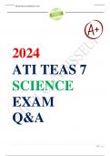 ATI TEAS 7 SCIENCE EXAM QUESTIONS & ANSWERS LATEST UPDATED 2024